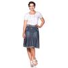 Jeansrock SHEEGO BY JOE BROWNS "Große Größen", Damen, Gr. 54, blau (blau denim), Obermaterial: 100% Baumwolle, unifarben, modisch, figurumspielend knieumspielend, Röcke, Saumabschluss hell abgesetzt