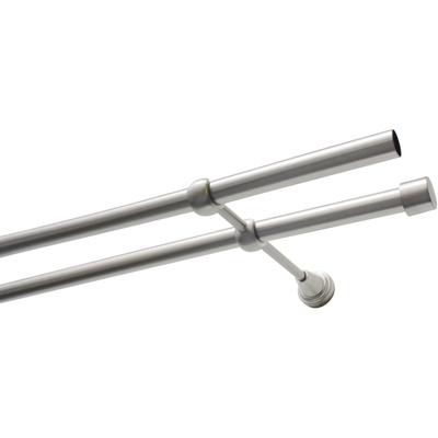 Gardinenstange GARDINIA "Set Metall" Gr. 2, silber (edelstahlfarben), L:200cm Ø:19mm, Metall, Gardinenstangen, 2-Lauf Image