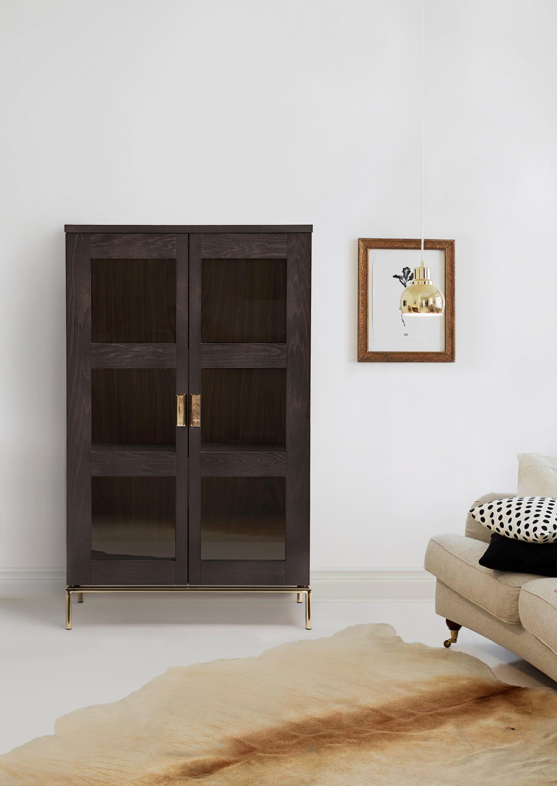 Vitrine WOODMAN "Parlan", braun (dunkelbraun), Schränke, mit zwei Glastüren und Soft-Close-Funktion, Breite 148 cm, FSC Image