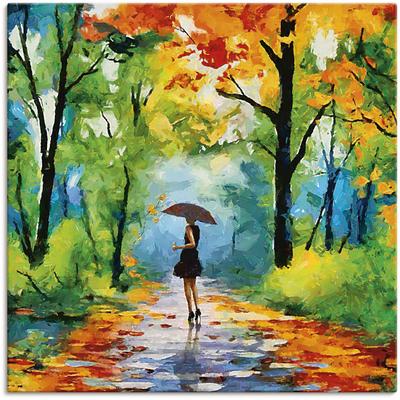 Wandbild ARTLAND "Herbstlicher Spaziergang im Park", bunt (farbe bild(er): bunt), B:30cm H:30cm, Bilder, als Alubild, Outdoorbild, Leinwandbild, Poster, Wandaufkleber Image