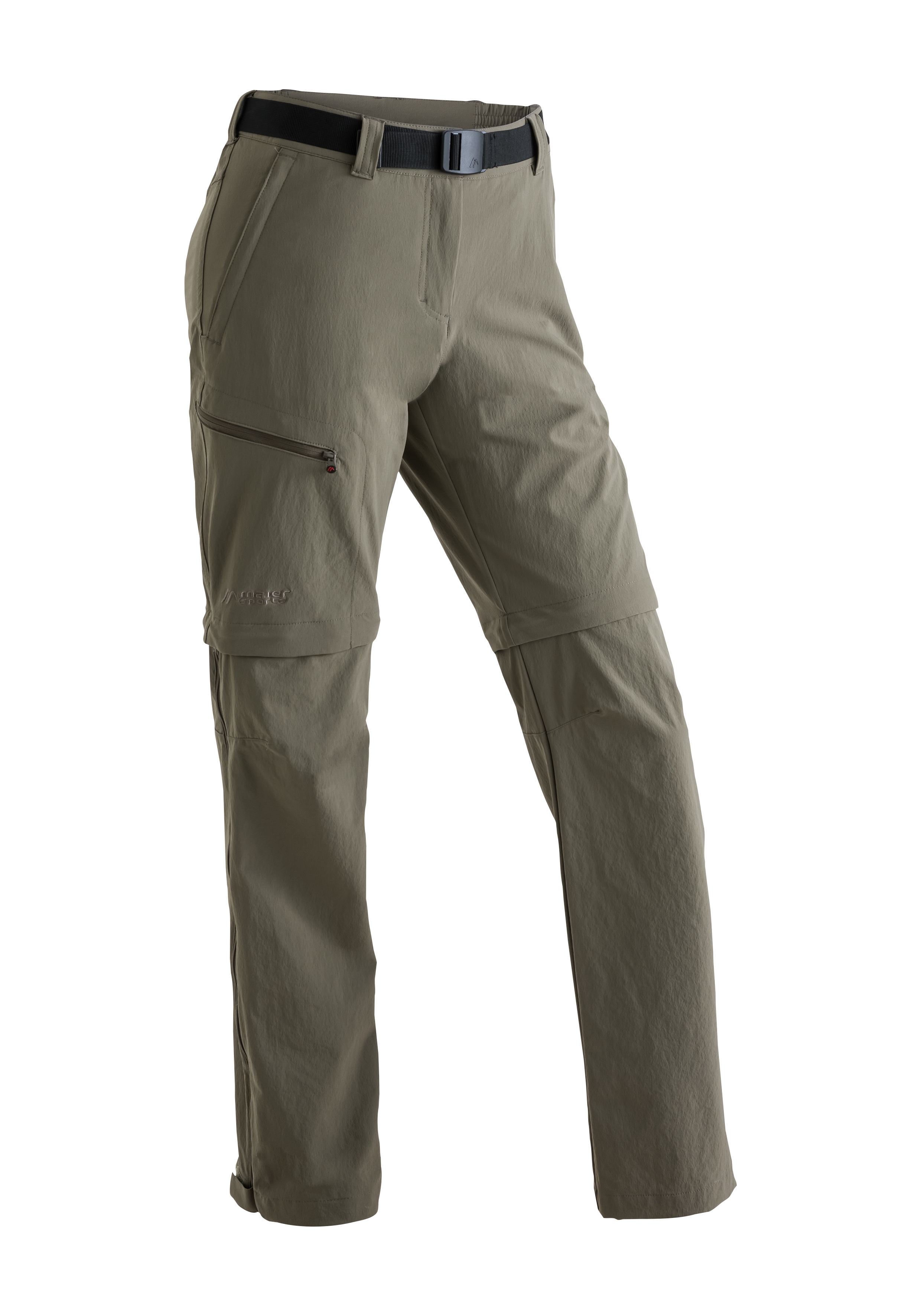 Funktionshose MAIER SPORTS "Nata", Damen, Gr. 34, Normalgrößen, braun (schlamm), 90% Polyamid, 10% Elasthan, Hosen, Damen Wanderhose, zipp-off Outdoor-Hose, 3 Taschen, Regular Fit Image