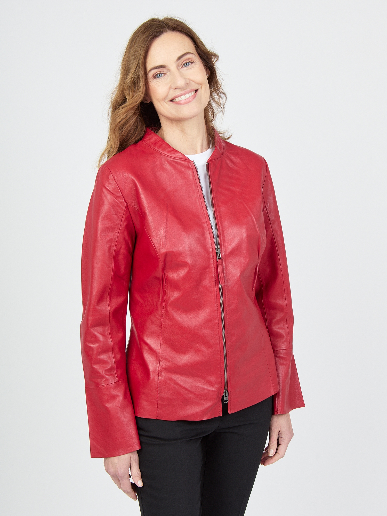 Bikerjacke JCC "31019218", Damen, Gr. 46, rot, Obermaterial: 100% Lammleder; Futter: 100% Polyester, Jacken Image