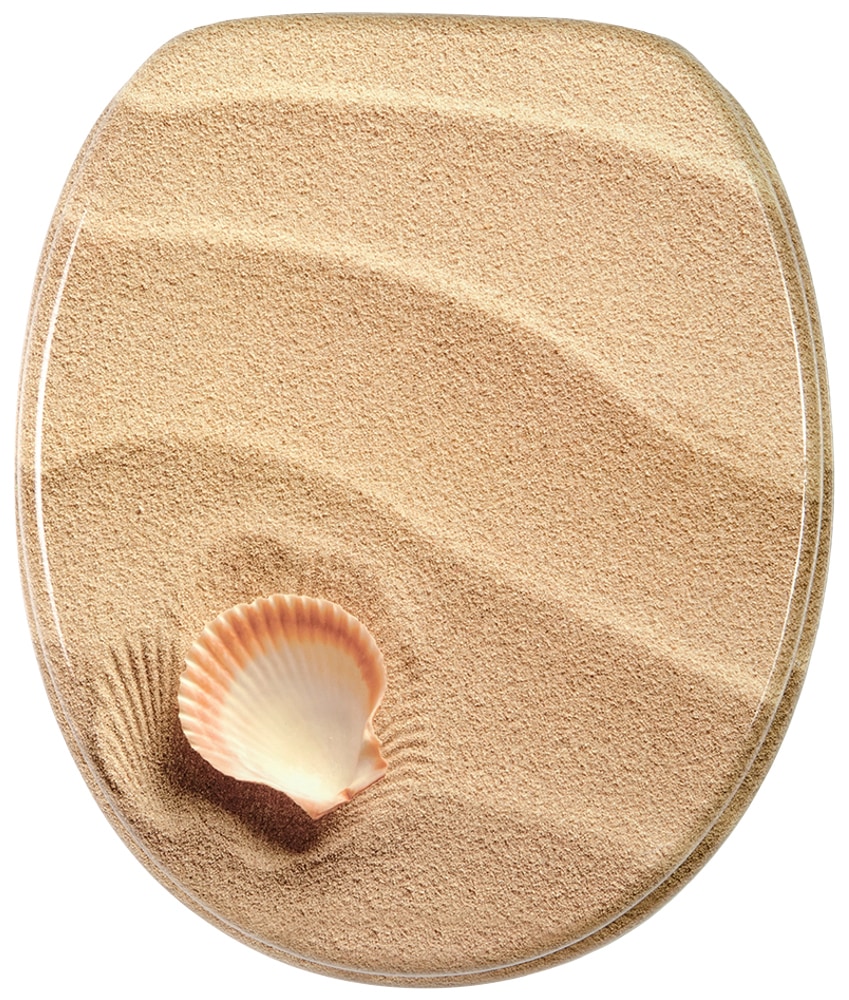 WC-Sitz SANILO "Clam", beige (sand), B:37,7cm L:47cm, MDF - Mitteldichte Holzfaserplatte, WC-Sitze, mit Absenkautomatik Image
