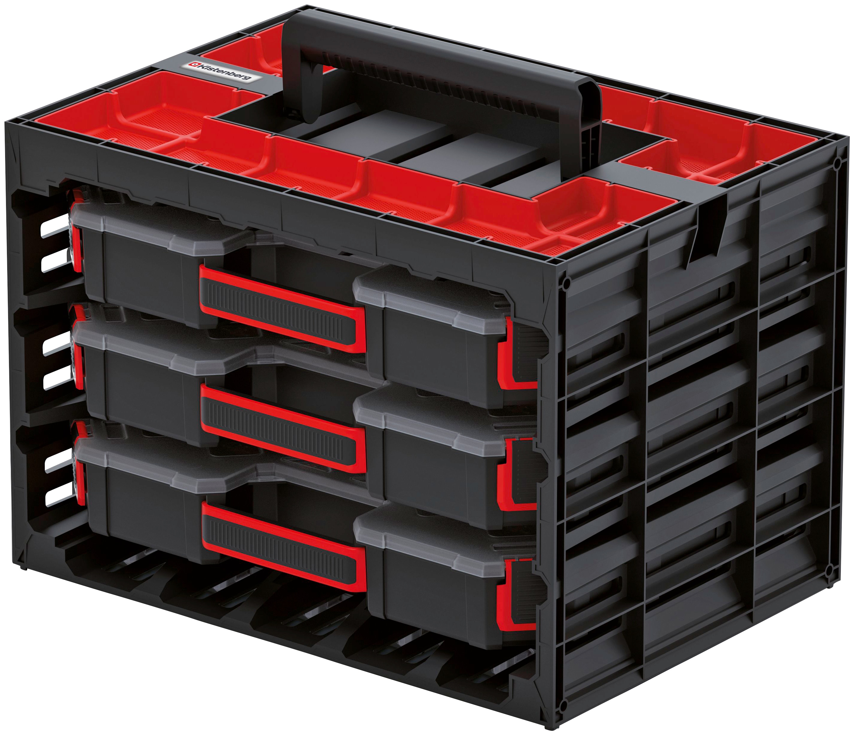 Organizer PROSPERPLAST "TAGER CASE", schwarz (schwarz, rot), B:41,5cm H:29,5cm T:29cm, Kunststoff, Aufbewahrungsboxen, 41,5 x 29 x 29,5 cm