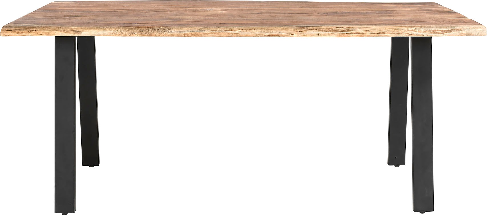 Esstisch SALESFEVER "Designer-Tisch für stilvolle Mahlzeiten", schwarz (natur, schwarz, schwarz, natur), B:140cm H:76,5cm T:80cm, Akazienholz, Metall, Tische, Edles Massivholz, geölt und doppelt gewachst Image