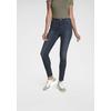 Skinny-fit-Jeans ONLY "ONLPAOLA – Extra-eng geschnittene Jeans mit figurformender Silhouette", Damen, Gr. M (38), Länge 32, blau (schwarz medium blau), Denim/Jeans, Obermaterial: 64% Baumwolle, 31% Polyester, 3% Viskose, 2% Elasthan, unifarben,...