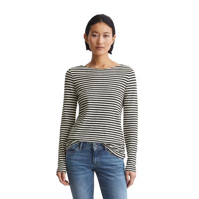 Langarmshirt MARC O'POLO "aus Organic Cotton", Damen, Gr. XS, bunt (multi, schwarz), Obermaterial: 100% Baumwolle, gestreift, Basic, regular fit, U-Boot-Ausschnitt, Langarm normaler Saum, Shirts Image