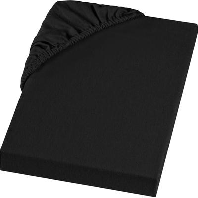 Spannbettlaken SETEX "Feinbiber in Gr. 70x140, 90x200, 140x200 oder 180x200 cm", schwarz, B:100cm L:200cm, Feinbiber, Obermaterial: 100% Baumwolle, Laken, für Matratzen bis 23 cm Höhe, Winter, Bettlaken Image
