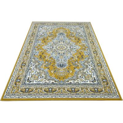 Teppich MY HOME "Oriental, Made in Belgium" Gr. 2, gelb, B:80cm H:7mm L:150cm, Kunstfaser, Teppiche, Orient-Optik, mit Bordüre, Teppich, Kurzflor, Weich, Kundenliebling Image