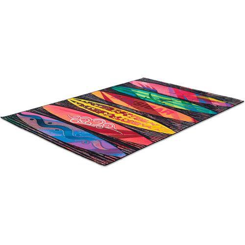 „Teppich SANSIBAR „“Rantum Beach SA-016″“ Teppiche Gr. B/L: 80 cm x 165 cm, 5 mm, 1 St., bunt Esszimmerteppiche Flachgewebe, modernes Design, Motiv Holzdielen“