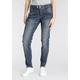 Boyfriend-Jeans HERRLICHER "BIJOU ORGANIC DENIM" Gr. 27, Länge 30, blau (blue core 603) Damen Jeans Weite