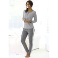 Pyjama S.OLIVER Gr. 52/54, grau (grau, meliert, ecru, gestreift) Damen Homewear-Sets Pyjamas