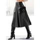 Lederimitatrock LASCANA Gr. 36, schwarz Damen Röcke Lederimitatröcke in Midilänge, hochgeschnittener Faltenrock, casual-chic