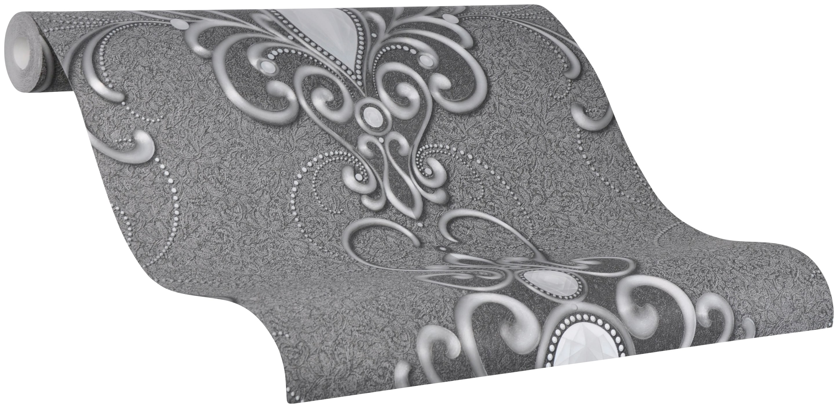 Vliestapete GLÖÖCKLER, schwarz, B:0,7m L:10,05m, Vlies, Tapeten, moderne Tapete für Wohnzimmer Schlafzimmer Küche