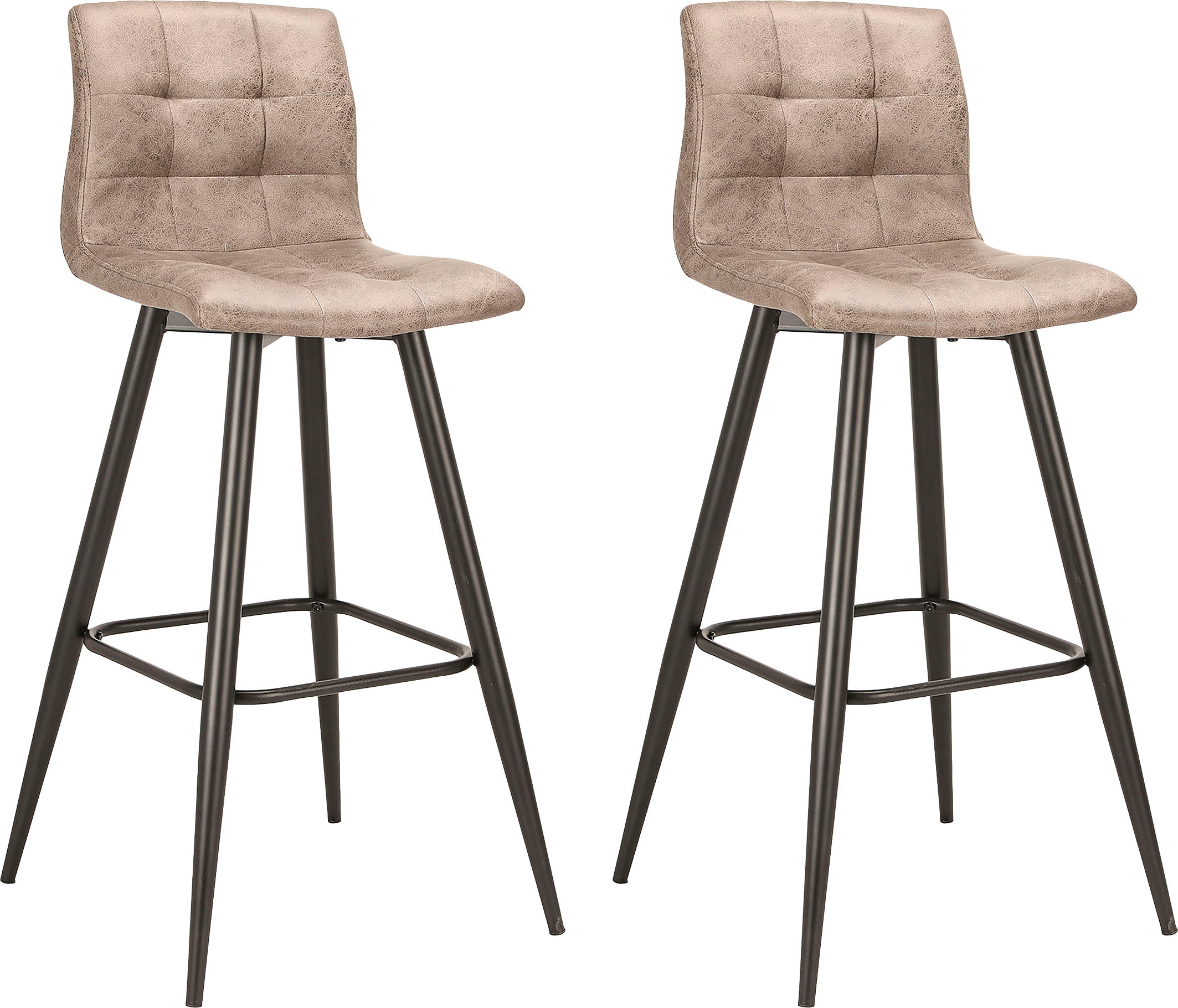 Barhocker BYLIVING "Simone", braun, B:40cm H:103cm T:51cm, 100% Polyester, Hocker, 2er Set, Vintage braun oder Webstoff anthrazit Image