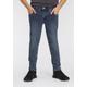 Stretch-Jeans KIDSWORLD "Basic-Jeans für Jungen", Jungen, Gr. 134, N-Gr, blau (blau stone), Denim/Jeans, Obermaterial: 78% Baumwolle, 20% Polyester, 2% Elasthan, Basic, regular fit, Jeans, Regular Fit, schmale Beinform, mit verstellbarem Gummizug