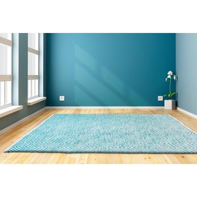 Teppich MY HOME "Tiara" Gr. 4, blau (türkis), B:160cm H:7mm L:230cm, Baumwolle, Teppiche, mit Rauten-Muster, Teppich aus 100% Baumwolle Image