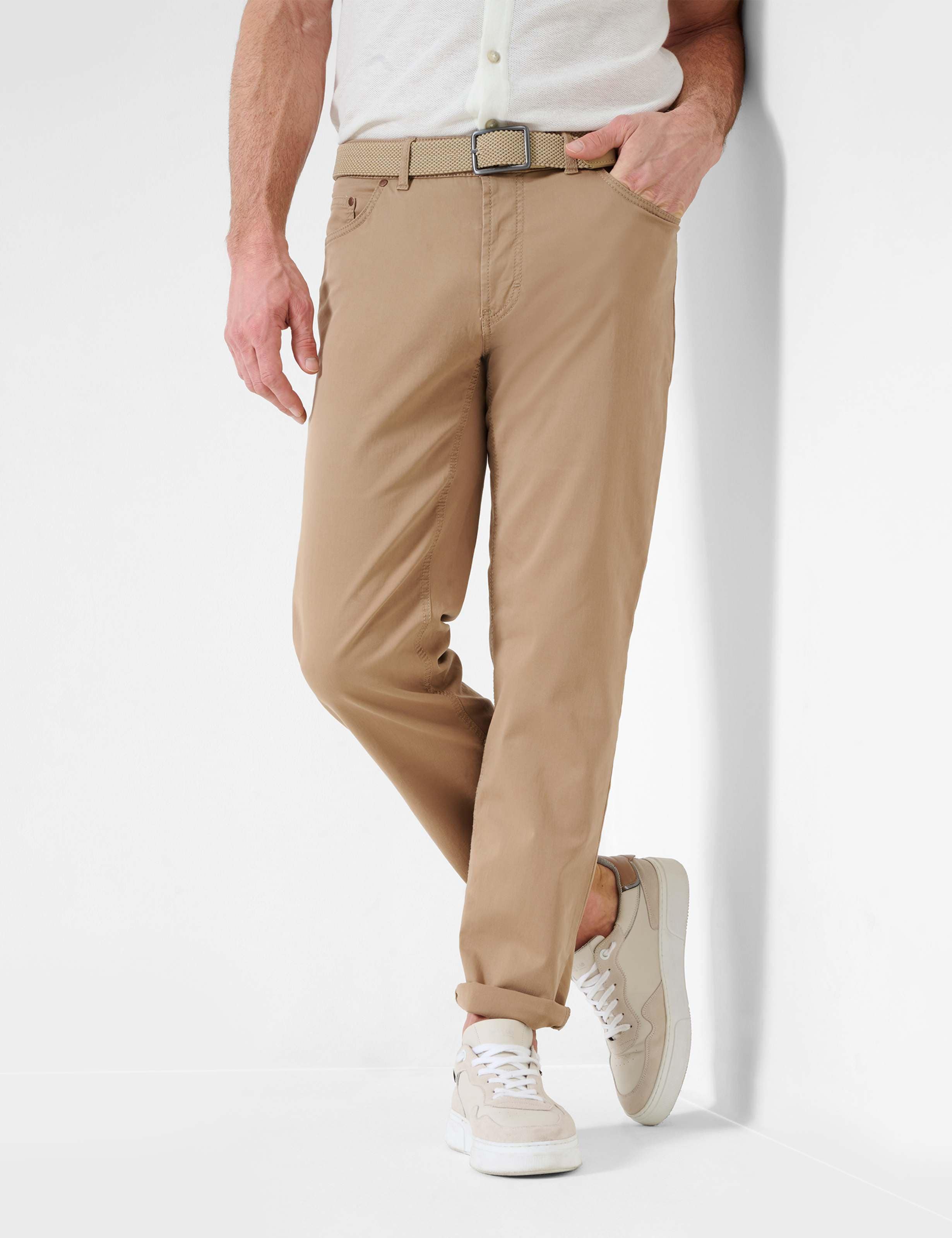 5-Pocket-Hose EUREX BY BRAX "Style CARLOS", Herren, Gr. 33, Länge 32, braun (hellbraun), Web, 97% Baumwolle, 3% Elasthan, regular fit, Hosen 5-Pocket-Hose
