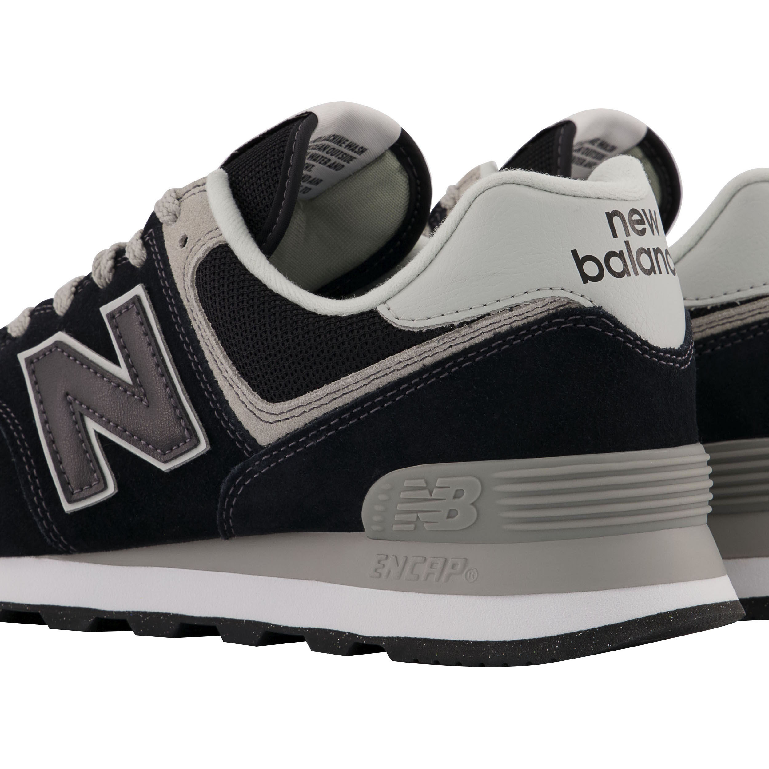 Sneaker NEW BALANCE "ML574 Core", Gr. 44, schwarz-weiß (schwarz, grau), Leder, Textil, Schuhe Modernsneaker, Topseller