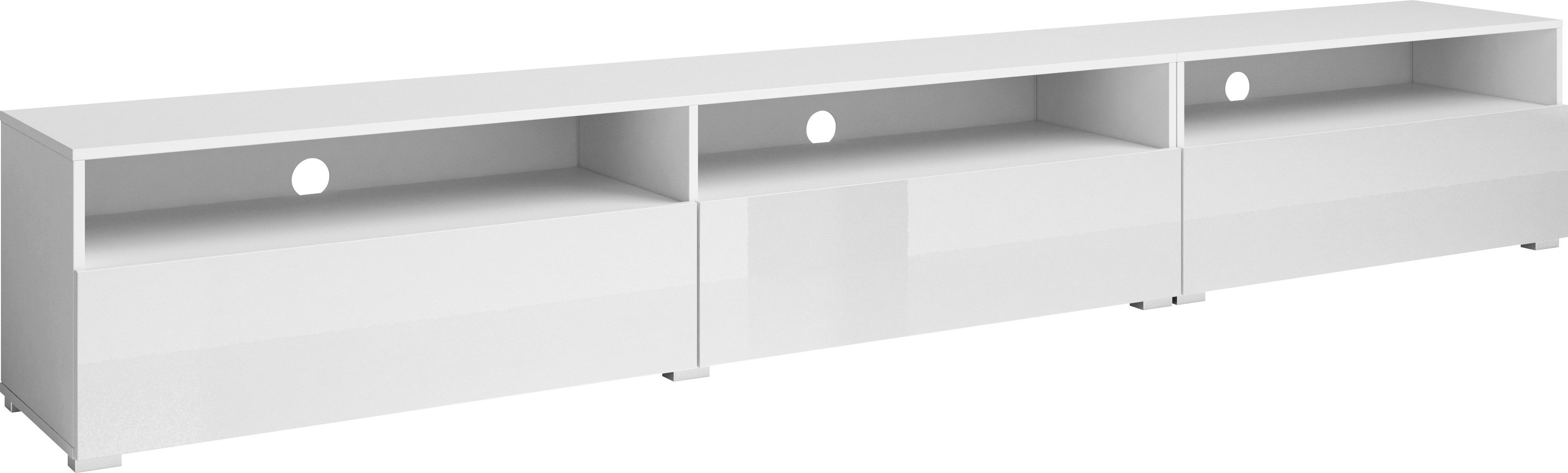 Lowboard INOSIGN "Baros", weiß (weiß, weiß hgl), B:270cm H:42cm T:41cm, ABS-Kunststoff, Sideboards, Lowboard, stehend/hängend montierbar, Breite 270 cm