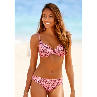 Bikini-Hose LASCANA "Mae", Damen, Gr. 42, N-Gr, rosa (lachs, bedruckt), Microfaser, Polyamid, bedruckt, Animalprint, Badehosen, klassische Form, aus softer Microfaser, Mix-Kini Image