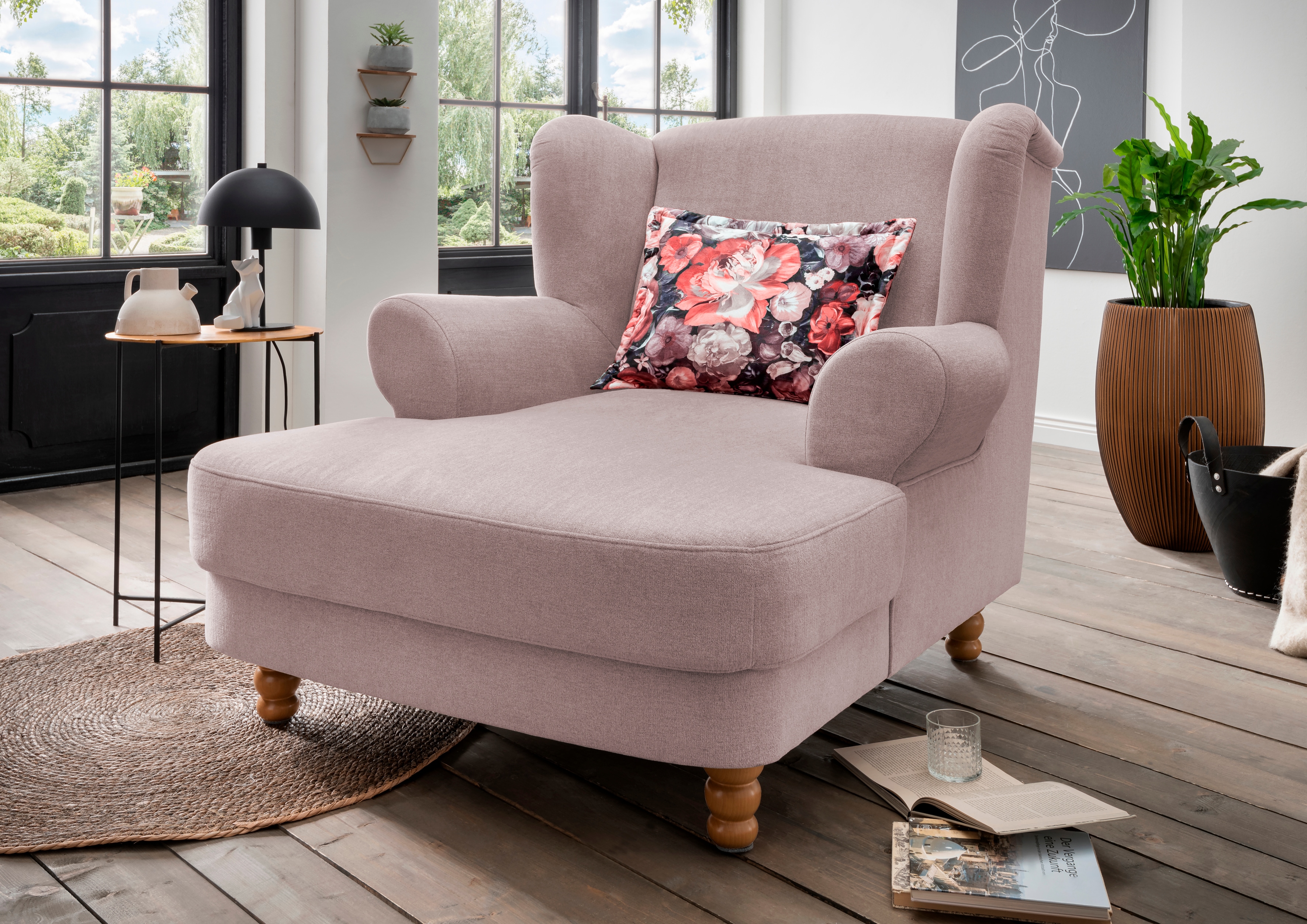 Loveseat HOME AFFAIRE "Tassilo", rosa (flamingo), B:121cm H:107cm T:147cm, 100% Polyester, Sessel