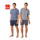 Shorty LE JOGGER Gr. 52/54, blau (blau, marine, grau, anthrazit) Herren Homewear-Sets Pyjamas