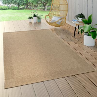 Teppich PACO HOME "Waregem 621", beige, B:200cm H:4mm L:290cm, Polypropylen, Teppiche, Flachgewebe, meliert, mit Bordüre, Outdoor geeignet, Wohnzimmer Image