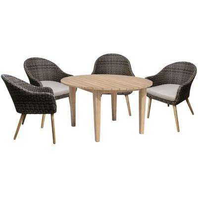 Garten-Essgruppe GARDEN PLEASURE "PUEBLO/ARVADA" Sitzmöbel-Sets Gr. B/H/T: 210 cm x 84 cm x 110 cm, braun (anisbraun, braun, taupe, braun) Polyrattan Gartenmöbel mit bequemer Polsterung