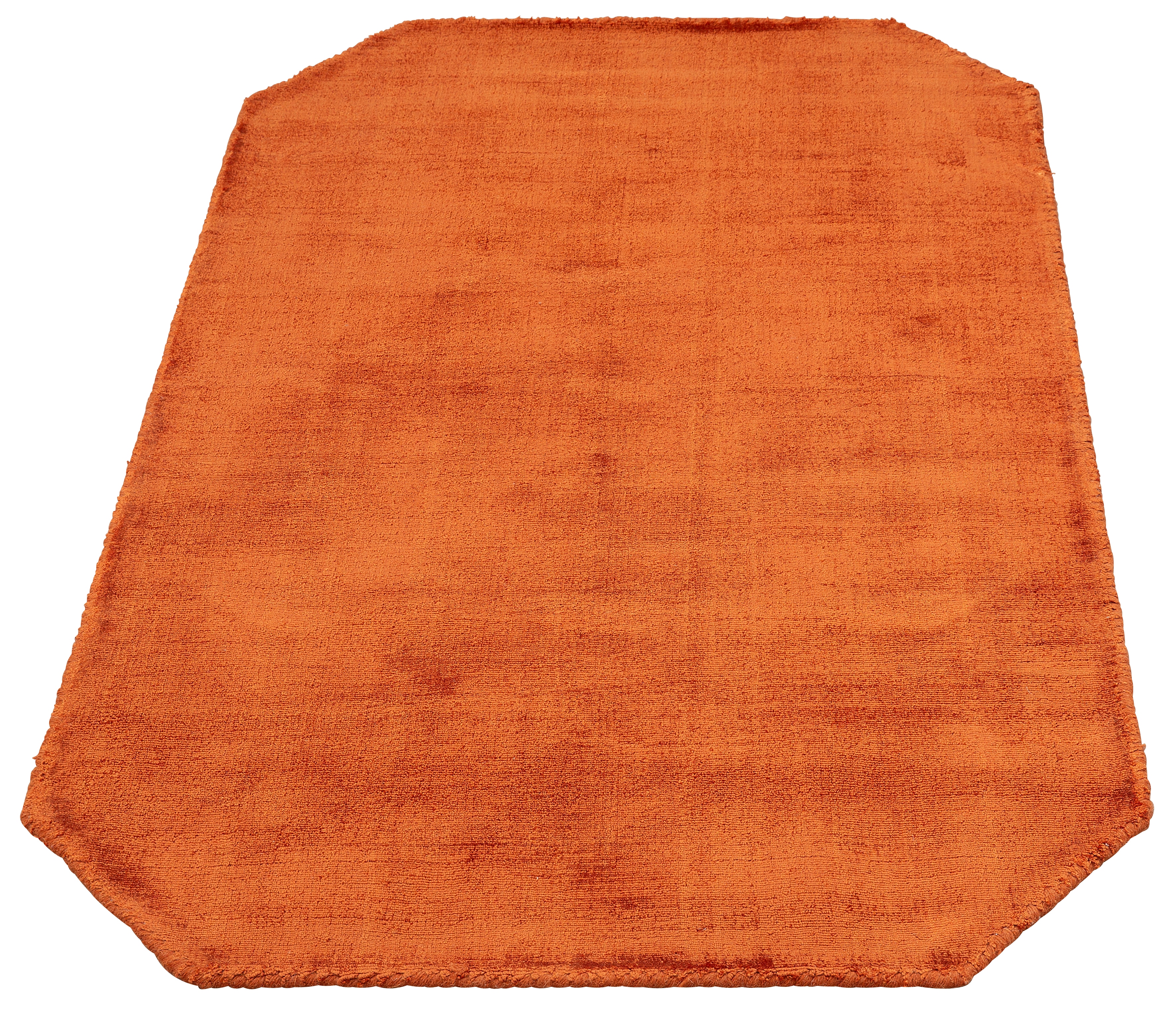 Teppich MY HOME "Shirley, handgewebter Viskose Teppich, farblich changierend" Gr. 41, rosa (kupfer), B:120cm H:12mm L:120cm, Viskose, Teppiche, Handweb Teppiche, Wohnzimmer, Schlafzimmer, Esszimmer Image