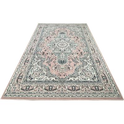 Teppich MY HOME "Oriental, Made in Belgium" Gr. 4, rosa, B:160cm H:7mm L:230cm, Kunstfaser, Teppiche, Orient-Optik, mit Bordüre, Teppich, Kurzflor, Weich, Pflegeleicht Image