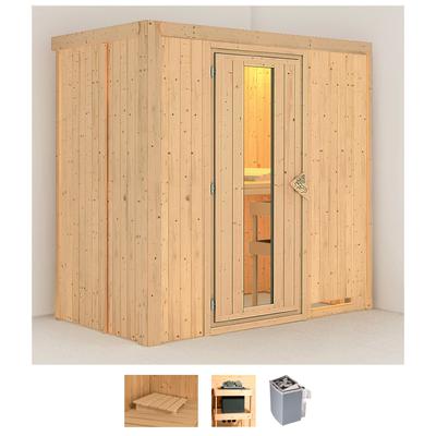 KARIBU Sauna "Vada" Saunen 4,5-kW-Ofen mit integrierter Steuerung beige (naturbelassen) Saunen