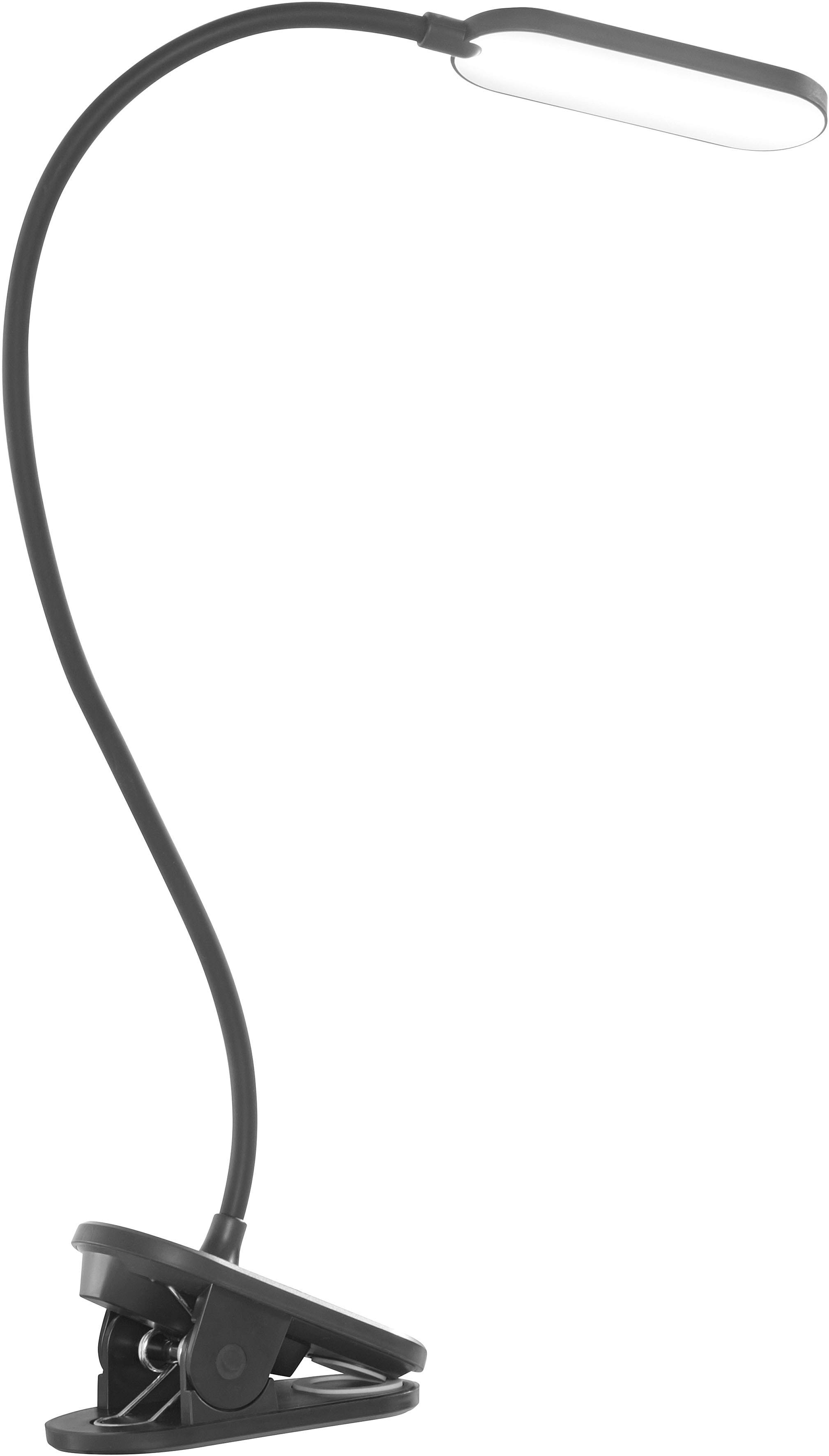 Klemmleuchte DOMO COLLECTION, schwarz, B:6cm H:65cm L:12cm, Leuchten, Klemmleuchte, mit USB-Lade- und Touchfunktion, dimmbar und verstellbar