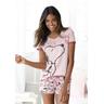 Shorty PEANUTS Gr. 44/46, rosa Damen Homewear-Sets mit Snoopy-Herz-Print