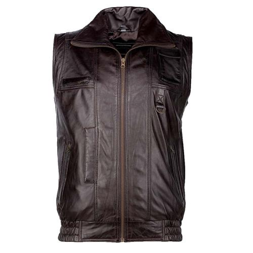 „Lederweste JCC „“BigVest2″“ Gr. 48, braun (dark brown) Herren Westen Lederwesten“