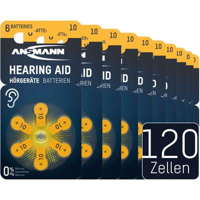 ANSMANN Hörgerätebatterien Typ 10 gelb PR70 P10 ZL4, 120 Stück, German Quality Image