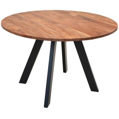 Esstisch tara / runde Tischplatte Akazie natur / Gestell Metall schwarz / Küchentisch für bis zu 5