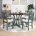 5 Piece Round Dining Table and 4 Fabric Chairs with Special shaped Table Legs and Storage Shelf, Antique Blue