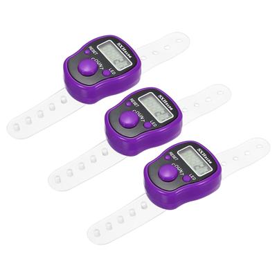 Finger Tally Counter 5 Digital LED Display for Sports Counting, 3pcs - Purple