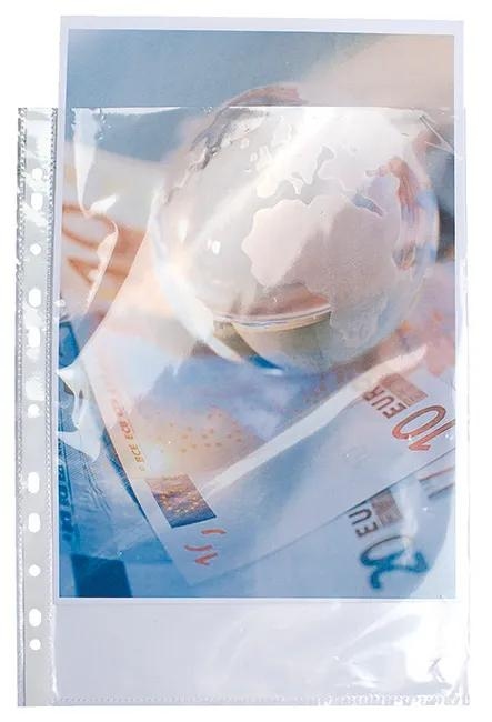 Exacompta 5990E 10x Packung mit 10 Stück Prospekthüllen gelocht aus glattem Qualitäts-PP 90µ, oben geöffnet, für Format 24x32cm - Kristall Image
