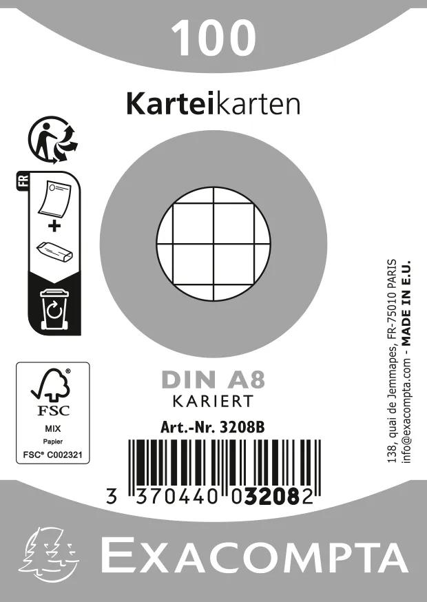 Exacompta 3208B 48x Karteikarten kariert DIN A8 100 St eingeschweißt - Weiß Image