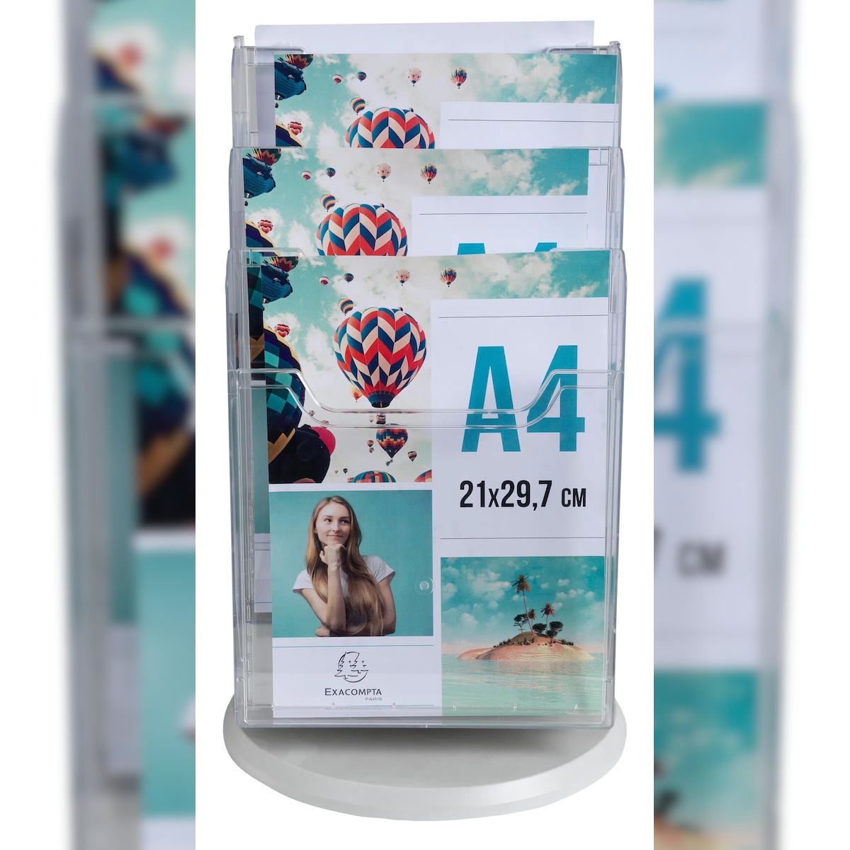 Exacompta 60558D 1x Tischprospektständer Desk-Tower mit 6 Fächer A4 hoch Transparent Image