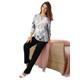 Schlafanzug ASCAFA Gr. 48/50, beige (champagner, schwarz) Damen Homewear-Sets Pyjamas