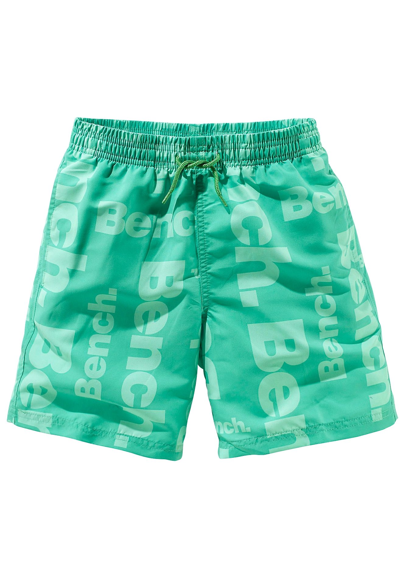 Badeshorts BENCH., Kinder, Gr. 158/164, N-Gr, grün, Microfaser, Polyester, unifarben, Badehosen, mit allover Logodruck Image