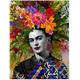 KTGEDH Poster Picture Print Art, Vintage Flowers Woman Frida Kahlo Self-Portrait Painting for Wall Artwork, Modern Aesthetic Room Decor for Girls Women Home Bedroom, Frameless,60×90cm
