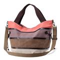 PORRASSO Women Shoulder Bag Large Canvas Handbag Multi-Color Striped Crossbody Bag Satchel Ladies Hobo Tote for Travel Work Shopping Daily Use Orange