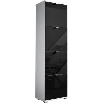 Schuhschrank GERMANIA "COLORADO", schwarz-weiß (weiß, schwarz hochglanz), B:53cm H:174cm T:30cm, Schränke Image