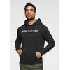 Kapuzensweatshirt JACK & JONES "Logo Hoodie Oldschool", Herren, Gr. M, schwarz, angeraute Sweatware, Obermaterial: 70% Baumwolle, 30% Polyester, bedruckt, casual, normal normal, Rundhals, Langarm Rippbündchen, Sweatshirts
