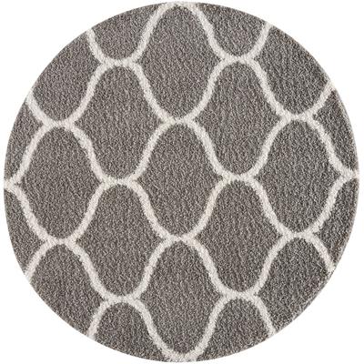 Hochflor-Teppich SANAT "Madrid", grau (hellgrau), H:30mm Ø:120cm, Kunstfaser, Teppiche, Wohnzimmer, Langflor, Shaggy Teppich Image