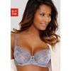 Bügel-BH LASCANA, Damen, Gr. 90, Cup F, grau (silbergrau), Spitze, Obermaterial: 60% Polyamid, 20% Elasthan, 20% Polyester, sexy, BHs, mit transparenter Stickerei-Spitze, Dessous